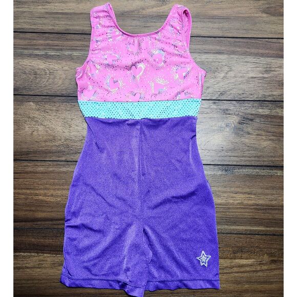 GK Stars Body Leotard Shorts Pink/Purple CL - Picture 1 of 5